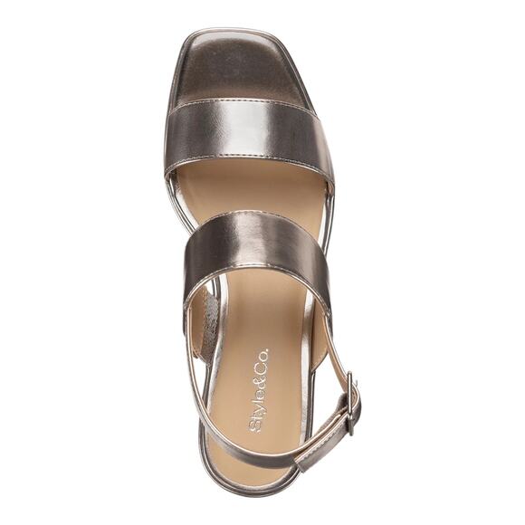 Style & Co Women's Ardenn Double Strap Wedge Sandals Pewter Size 7 1/2 M - Picture 3 of 4